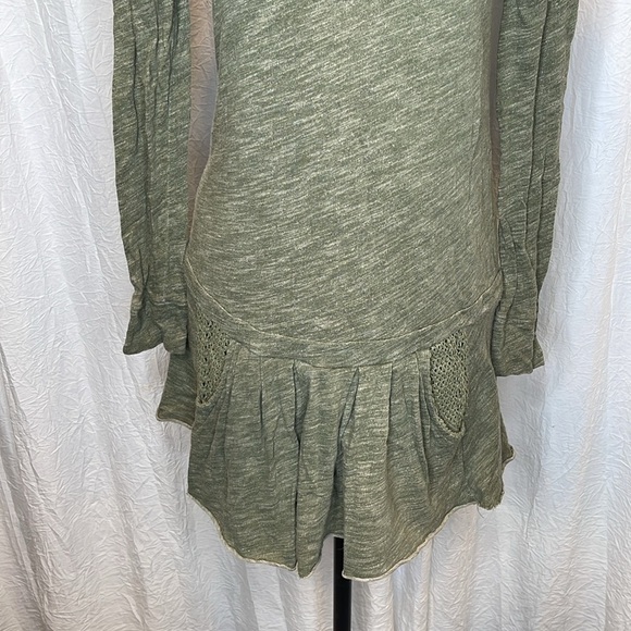 Free People Beach Sweet Nothing Heathered Olive Green Drop Waist Mini Dress XS - Picture 6 of 8